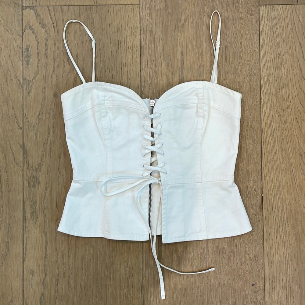 Aritzia Wildred White Jean Corset Top